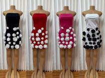 EVE 3D Floral Patchwork Tube Top Mini Dress GADE-11329