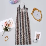 EVE Sexy Contrast Color Backless Maxi Dress GYHF-51748DBD