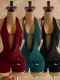 EVE Deep V Neck Backless Solid Romper GZIY-6381