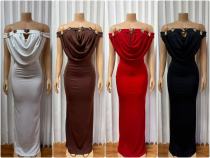 EVE One Shoulder Metal-Buckle Maxi Dress  GMYU-11185