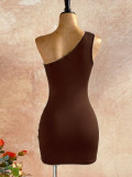 EVE Slash Shoulder Ruched Mini Dress GZIY-6387