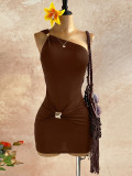 EVE Slash Shoulder Ruched Mini Dress GZIY-6387