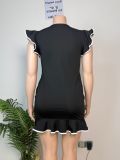EVE Plus Size Ruffles Sleeveless Solid Color Mini Dress GAWE-6763