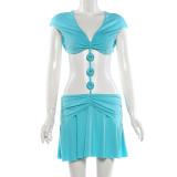 EVE Solid Color Patchwork Two Piece Skirts Set GZJQ-K6D08883A
