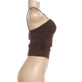 EVE Solid Color Halterneck Tank Tops GZJQ-K6B08952A