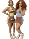 EVE Contrast Color Halterneck Two Piece Skirts Set CH-26023