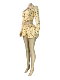 EVE Polka Dot Print Long Sleeve Two Piece Short Set CH-26022