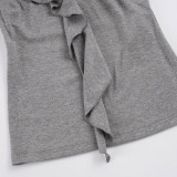 EVE Solid Color V Neck Ruched Top GPKJ-MR49689