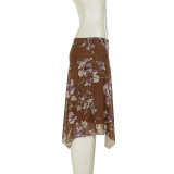 EVE Printed Mesh Irregular Mid-Skirt GPKJ-MR49534