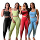 EVE Contrast Color Sleeveless Sport Two Piece Pants Set BMF-888