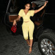 EVE Deep V Neck Ruched Top Two Piece Pants Set MXBF-J26ST224