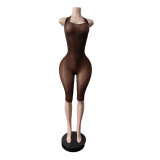 EVE Solid Color Halterneck Tight Romper MEM-88701