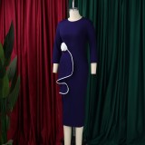 EVE Plus Size 3D Flowers Ruffles Midi Dress GATE-612