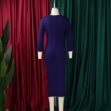 EVE Plus Size 3D Flowers Ruffles Midi Dress GATE-612