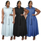 EVE Plus Size Solid Color Sleeveless Shirt Dress NNWF-8170