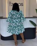 EVE Print Patchwork Ruffles Sleeve Midi Dress NY-11265