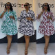 EVE Print Patchwork Ruffles Sleeve Midi Dress NY-11265