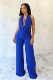 EVE Solid Color Halterneck Backless Mesh Pants Suit SHD-9541