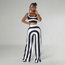 EVE Stripe Contrast Color Casual Two Piece Pants Set YF-10758