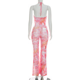 EVE Print Halterneck Backless Jumpsuit GDSF-Q26JP042
