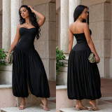 EVE Solid Color Ruched Off Shoulder Jumpsuit BY-7717