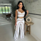 EVE Stripe Contrast Color Casual Two Piece Pants Set YF-10758