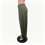 EVE Solid Color Casual Wide Leg Pants BGN-369
