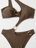 EVE Solid Color Single Shoulder One Piece Swimsuit CSYZ-G885W