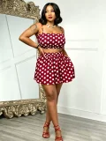 EVE Polka Dots Print Sling Two Piece Skirt Set ZDF-33529