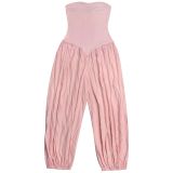 EVE Solid Color Ruched Off Shoulder Jumpsuit BY-7717