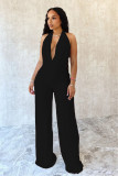 EVE Solid Color Halterneck Backless Mesh Pants Suit SHD-9541