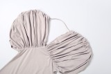 EVE Off Shoulder Ruched Solid Color Maxi Dress GYME-K6D06869A