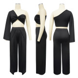 EVE Single Shoulder Long Sleeve Two Piece Pants Set YF-10741