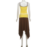 EVE Sling Tank Top Irregular Long Skirt Suit XEF-K6S09935A