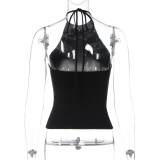 EVE Solid Color Sleeveless Backless Top GLAG-T6121106F