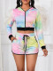 EVE Print Hooded Long Sleeve Two Piece Shorts Set GYLY-9362