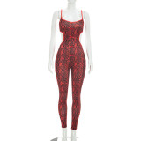 EVE Snake Print Backless Bow-Tie Jumpsuit GDSF-D26JP153