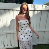 EVE Polka Dot Print Tube Top Maxi Dress XEF-K6D07455A
