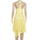 EVE Polka Dot Print Halterneck Backless Maxi Dress XEF-K6S09678A