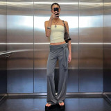 EVE Loose Solid Color Patchwork Pants GLAG-P6321383F