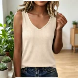 EVE V Neck Knits Sleeveless Tank Top GYZY-9033