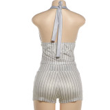 EVE V Neck Halterneck Vest Two Piece Shorts Set XEF-K6S09317A