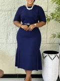 EVE Plus Size Short Sleeve Midi Dress GCZF-8665