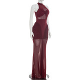 EVE Mesh Patchwork See Through Sleeveless Maxi Dress GDSF-D26DS180