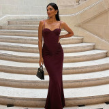 EVE V Neck Sleeveless Ruched Maxi Dress GLAG-D6321327F