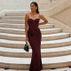 EVE V Neck Sleeveless Ruched Maxi Dress GLAG-D6321327F