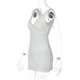 EVE V Neck Sleeveless Tie Up Two Piece Skirts Set GLAG-S6321375F