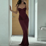 EVE V Neck Sleeveless Ruched Maxi Dress GLAG-D6321327F