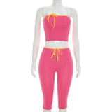 EVE Solid Color Wrap Chest Two Piece Pants Set GDSF-Q26ST074
