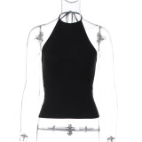 EVE Solid Color Sleeveless Backless Top GLAG-T6121106F